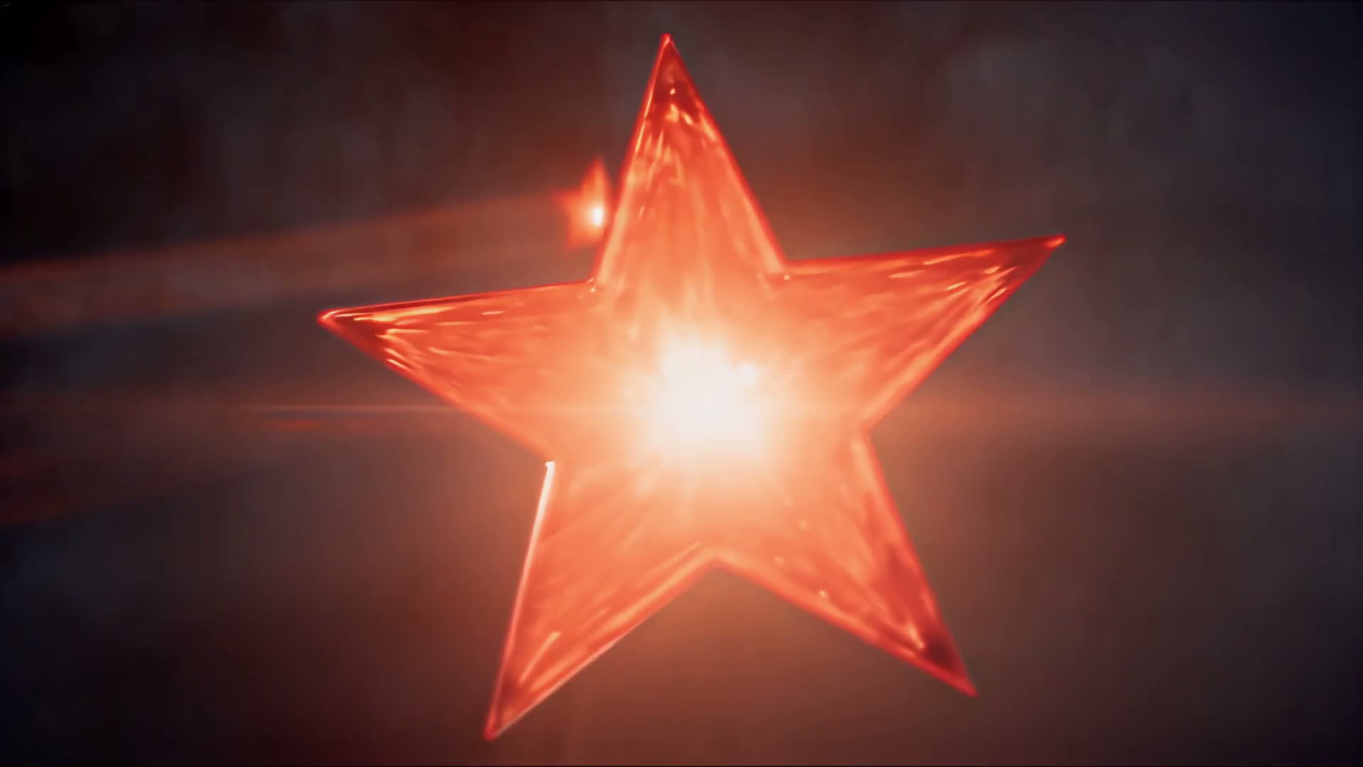 Estrella roja de cinco puntas encendida en el centro del cuadro