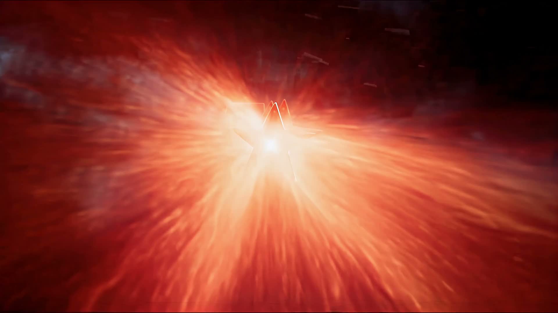 Estallido de luz roja al fundirse las cinco estrellas
